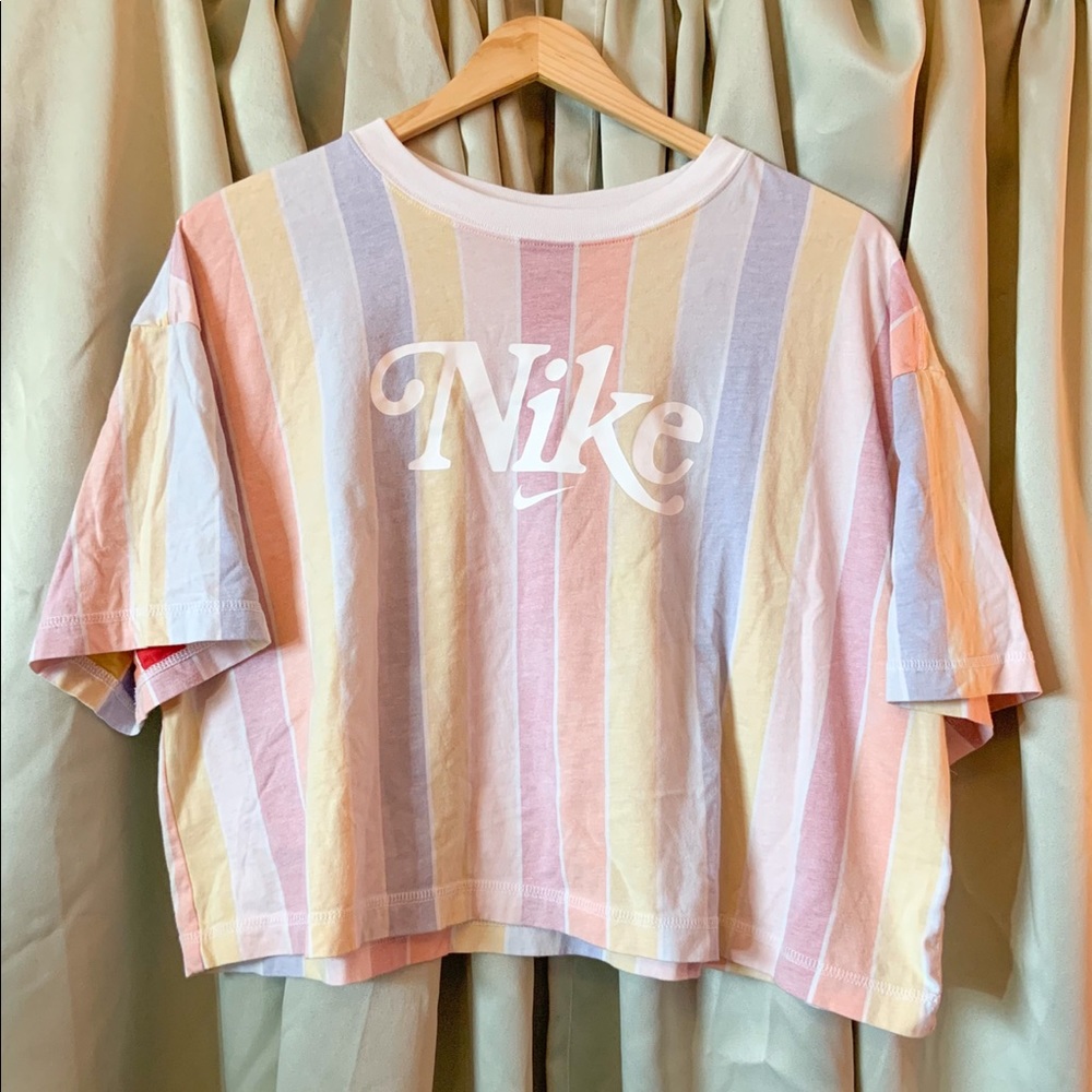 Nike Rainbow Pastel Crop Top with Vintage Logo